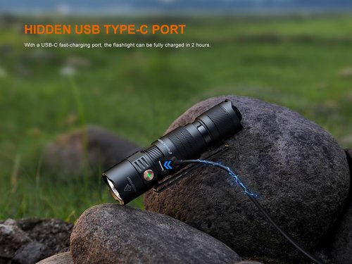 Fenix PD26R ACE 1300 Lumen Rechargeable EDC Flashlight with 3 Mode Sets USB-C Compact LED Dual Switch Waterproof for Everyday Carry Tactical Duty Camping Outdoor Use with Lumentac Organizer