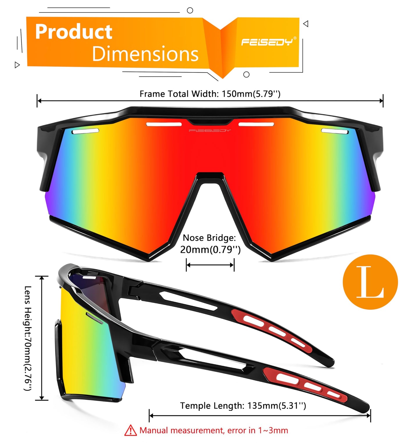 FEISEDY Polarized Sports Sunglasses for Men Women,Teens Baseball Tennis Sunglasses, TR90 Cycling Glasses B4151
