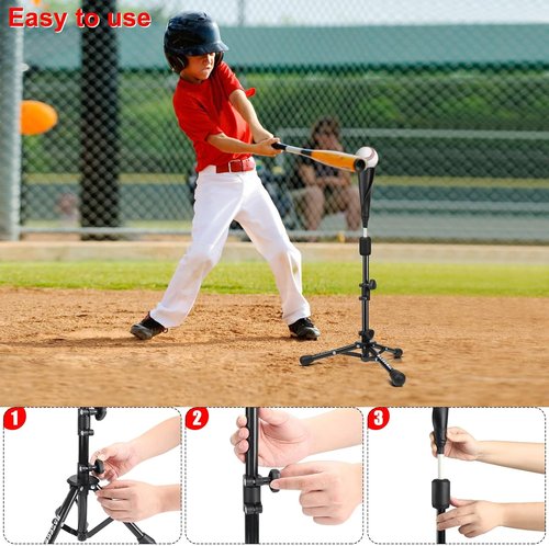 BaseGoal Baseball Tee for Kids - Adjustable Height Batting & Softball Tee | Perfect for Youth Teeball