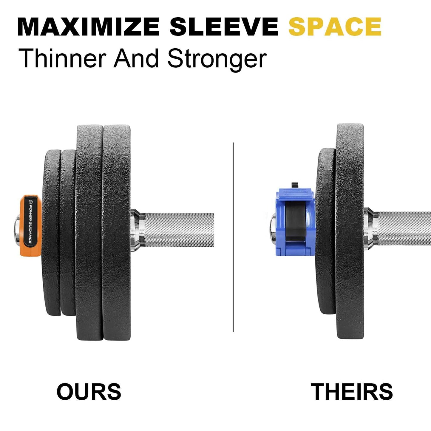 POWER GUIDANCE Barbell Collars Barbell Clips, ONLY for 2 inch Olympic Barbell Clamps, Weight Clamps Quick Release Barbell Collar for Olympic Lifts and Strength Training (Orange)