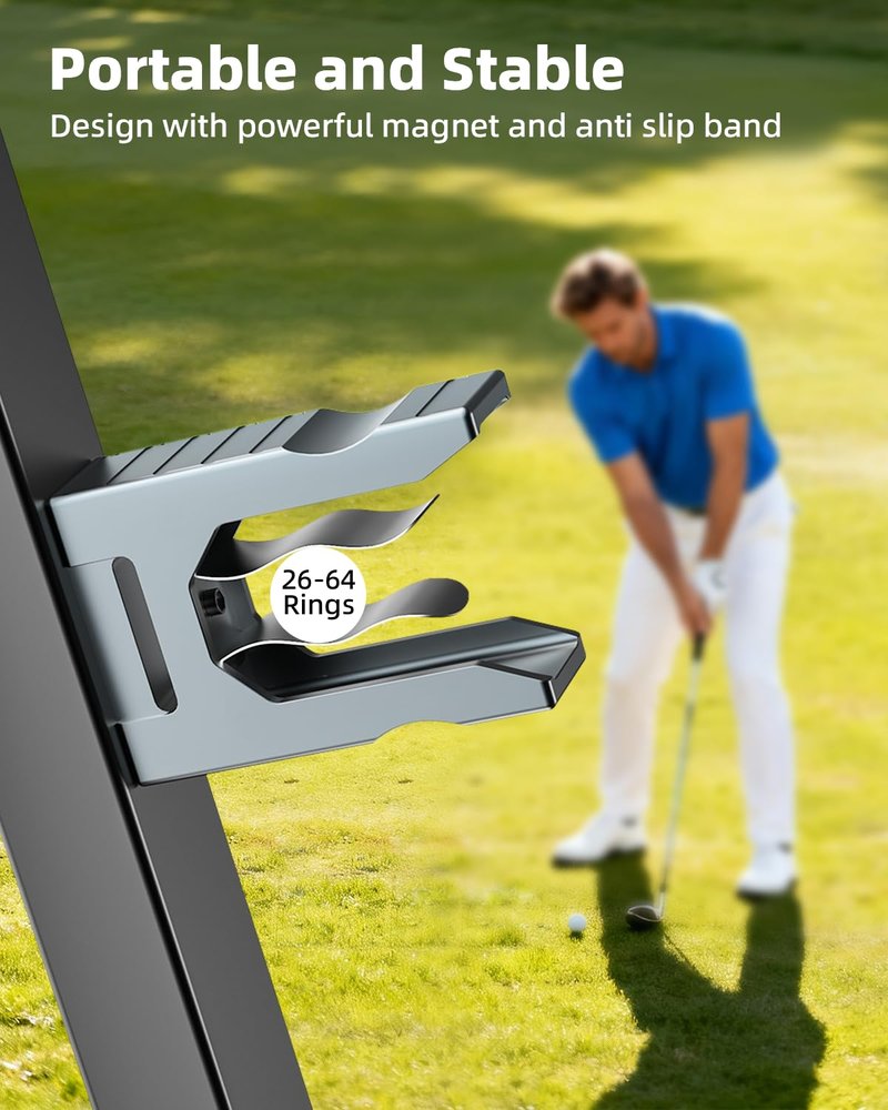 Omnqira Magnetic Cigar Holder for Golf Cart - Ultimate Golf Accessory for Cigar Lovers with Powerful N52 Magnet & Loop Strap, Adjustable Clip (20-64 Ring Gauge), Durable Aluminum Alloy (Gray)