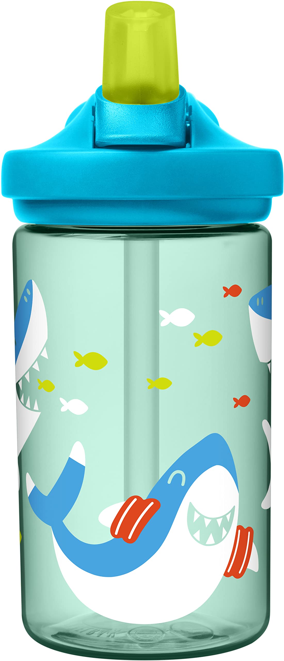 CamelBak Kids Eddy+ Bite Valve Straw Tritan Renew Water Bottle Summer Sharks, 14oz