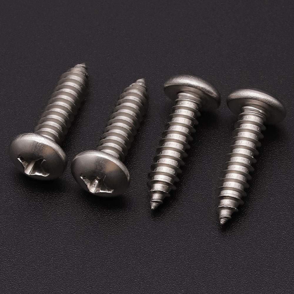 #14 x 1-1/2" (50 Pack) Stainless Steel Phillips Pan Head Wood Screws, Stainless Steel 304 (18-8), Pan Head Sheet Metal Screws Self Tapping for Wood