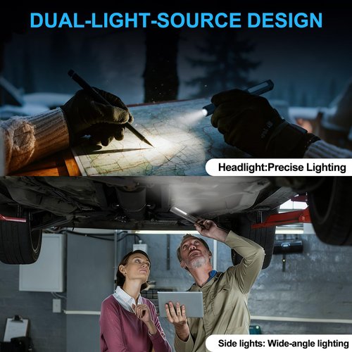 CHICES 2PACK Pen Light Rechargeable Flashlight - COB Small Portable 6 Modes LED Waterproof,Pocket Clip for Home,Car,Emergencies, Inspection,Working,Repair