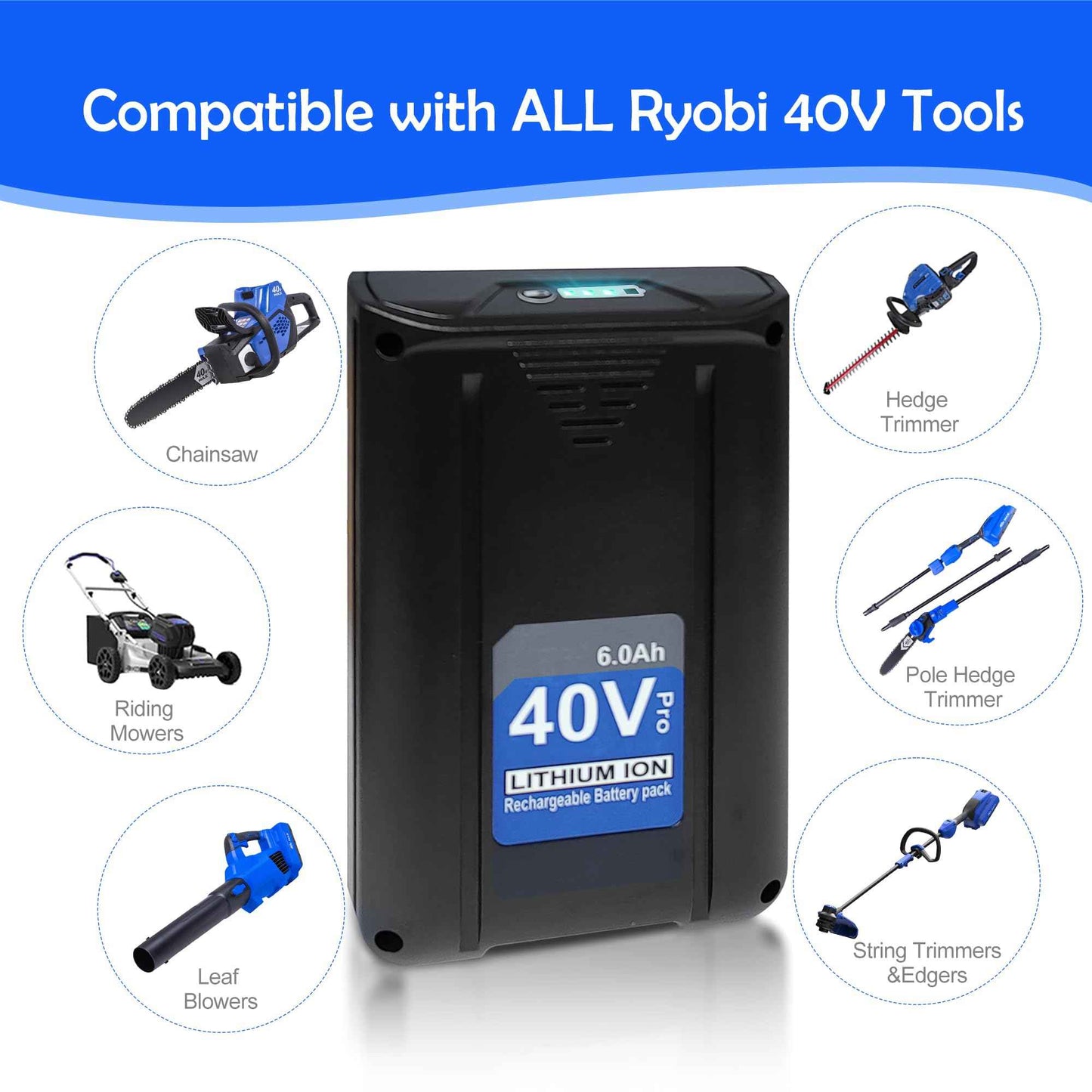 40V 6.0Ah Lithium Battery Replacement for Kobalt 40 Volt Max Batteries KB440-03 KB540C-06 KB540-06 KB2540C-06 KB640-03 KB240-06 KB640-06 KB245-06 ‎KRC40-06 KB440C-06 KRC60, for Cordless Power Tools
