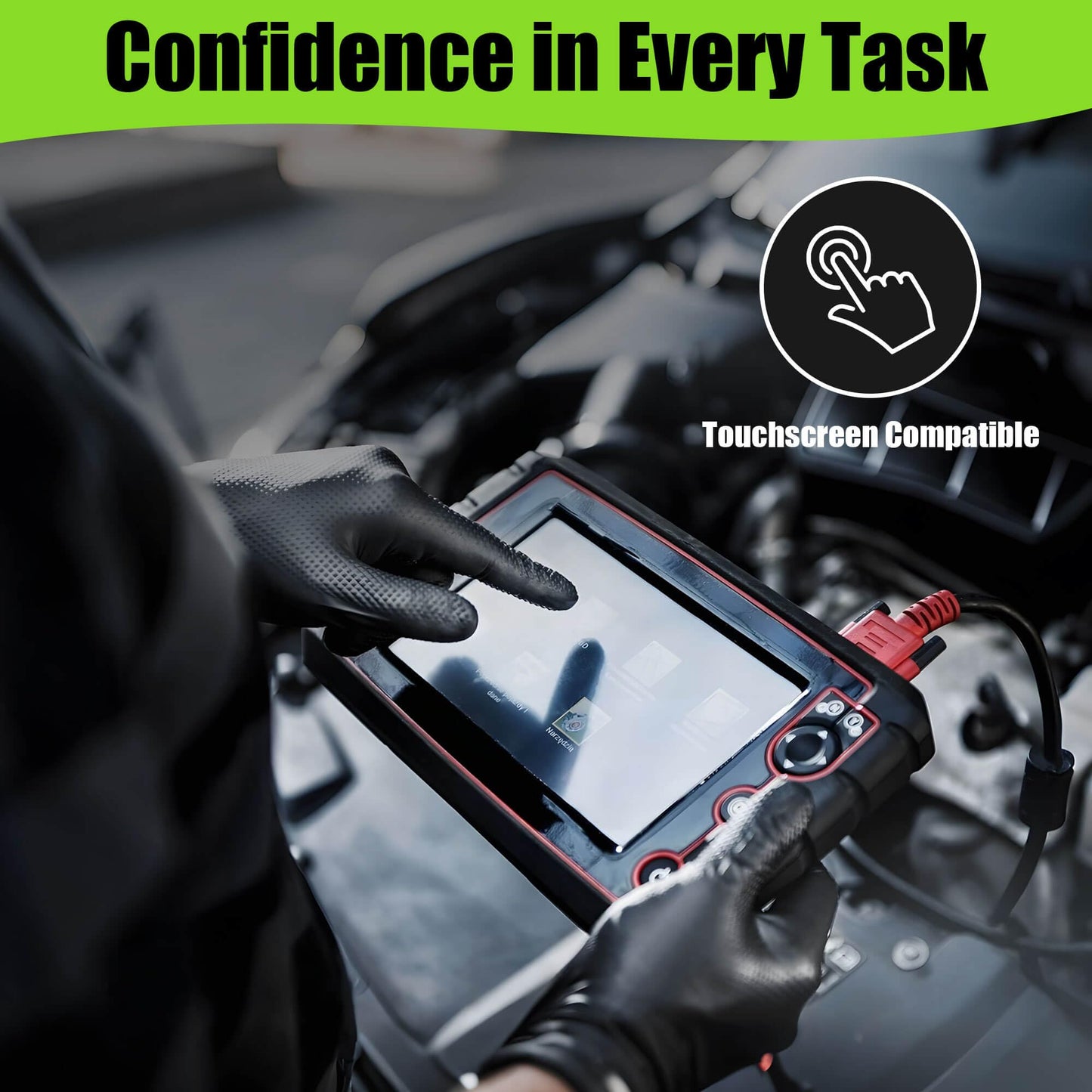 TREEGO Black Nitrile Gloves 10 Mil Heavy Duty Disposable Latex Free – Diamond Grip for Industrial, Construction, Mechanic (50, M)