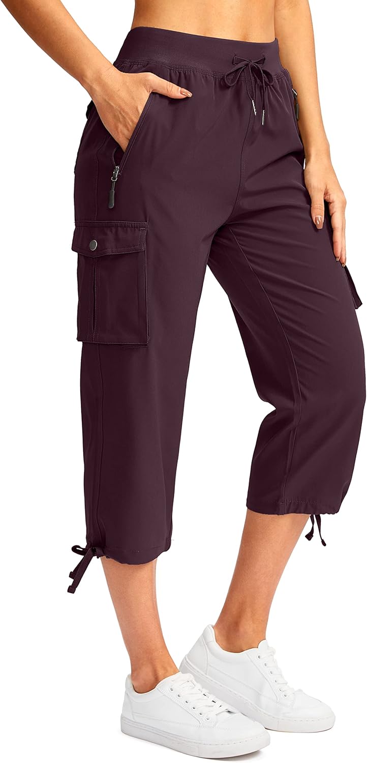 Soothfeel Women's Cargo Capris - Lightweight Quick-Dry Hiking Pants with 6 Pockets | Casual Summer Wear
