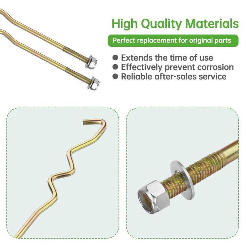 10L0L Golf Cart Battery Hold Down Rod Kit with Lock Nuts, 2 Pack S-Type Battery Tie Down Rods for Club Car Precedent Electric 2008.5-Up, Replaces OEM 103357701 103374801 1014555
