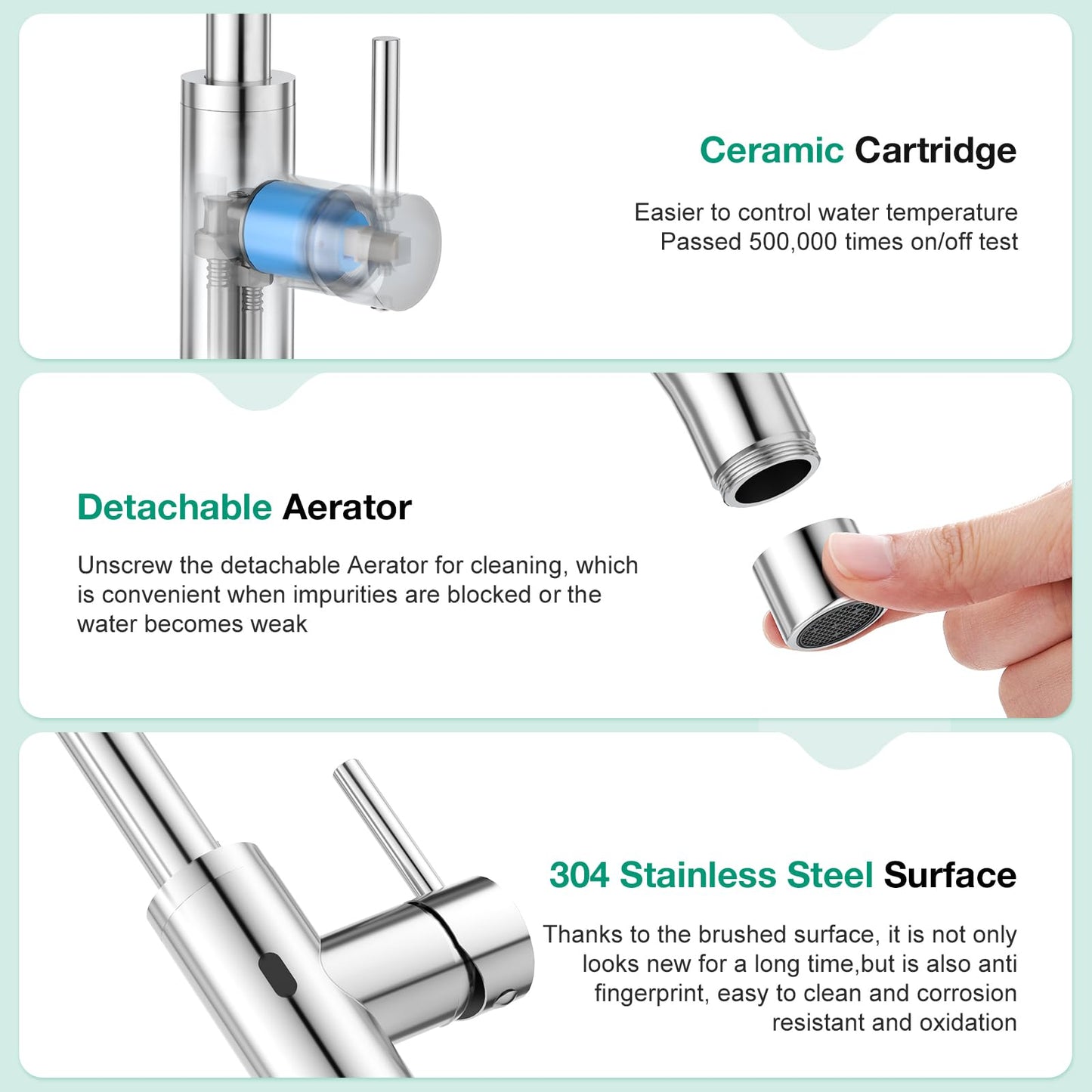 CREA Touchless Bar Sink Faucet,Brushed Bathroom Facuets 1 3 Holes, Single Handle Kitchen Faucets with Deck Plate,360°Swivel Stainless Steel Small Kitchen Faucet for Mini Pre Sink RV Vanity Faucet