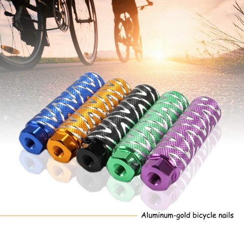 KOOBOOK 2Pcs Aluminum Alloy Bike Pedals Axle Foot Rest Pegs Bike Pegs BMX Pedals Rear Stunt Pegs Diameter 28mm Fit 3/8 inch Axles Purple