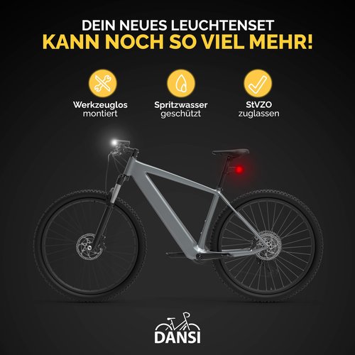 DANSI Bike Lights for Night Riding, Super Bright with Flashing Functions. Easy to Install Bike Light Set, Bike Accessories for Men Women Kids Road Mountain Cycling Bicycle Accessories Bicycle Light