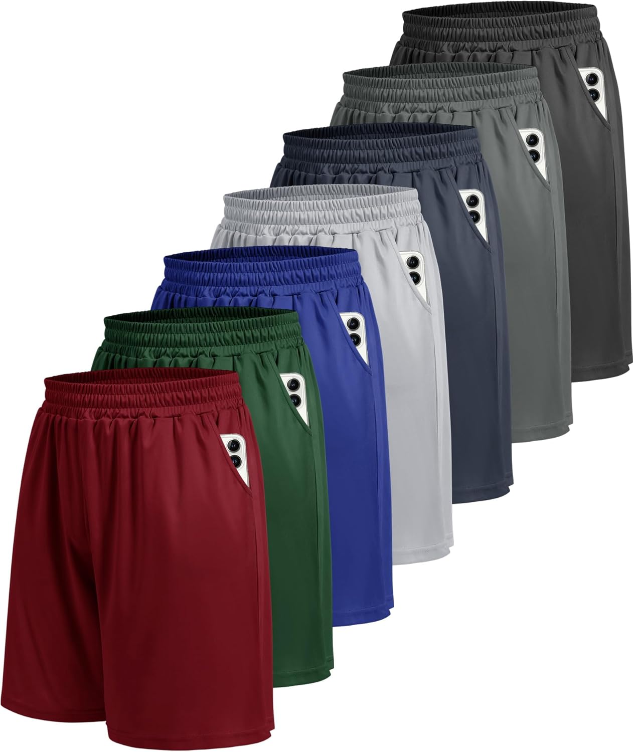 BOOJO Athletic Gym Shorts for Men - Quick Dry Black Workout Shorts with Pockets | 5 Pack Casual Activewear