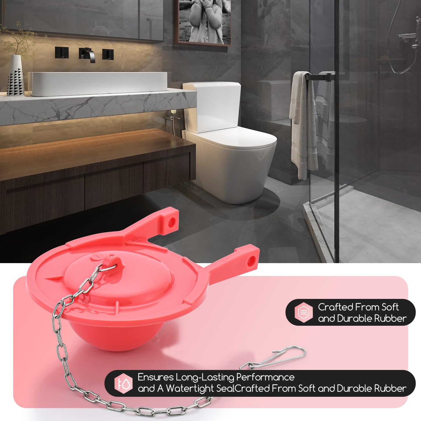 3-Inch Toilet Flapper Replacement for TOTO Toilet Tank Plug Flapper, Compatible with TOTO Flapper Model G-Max, THU138S, THU175S and THU331S, Easy to Install