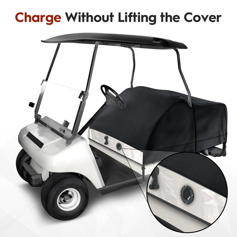Mixsuper Golf Cart Seat Rain Cover for EZGO, Club Car, Yamaha Cart 2+2/4 Passengers with Transparent Windows 2+2 Seats Rain Covers, 7 Layers 600D Waterproof, Universal Fit, Golf Accessories