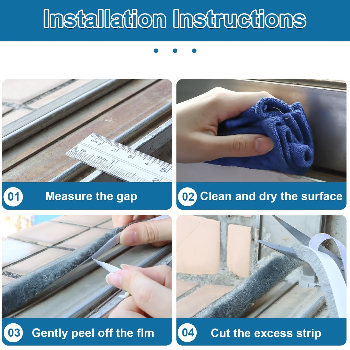 Soundproofing Weather Stripping Door Seal Insulation for Doors Frame and Windows Heat Blocker 33 Ft x 0.35" Wide x 0.2" Thick Self-Adhesive Tape