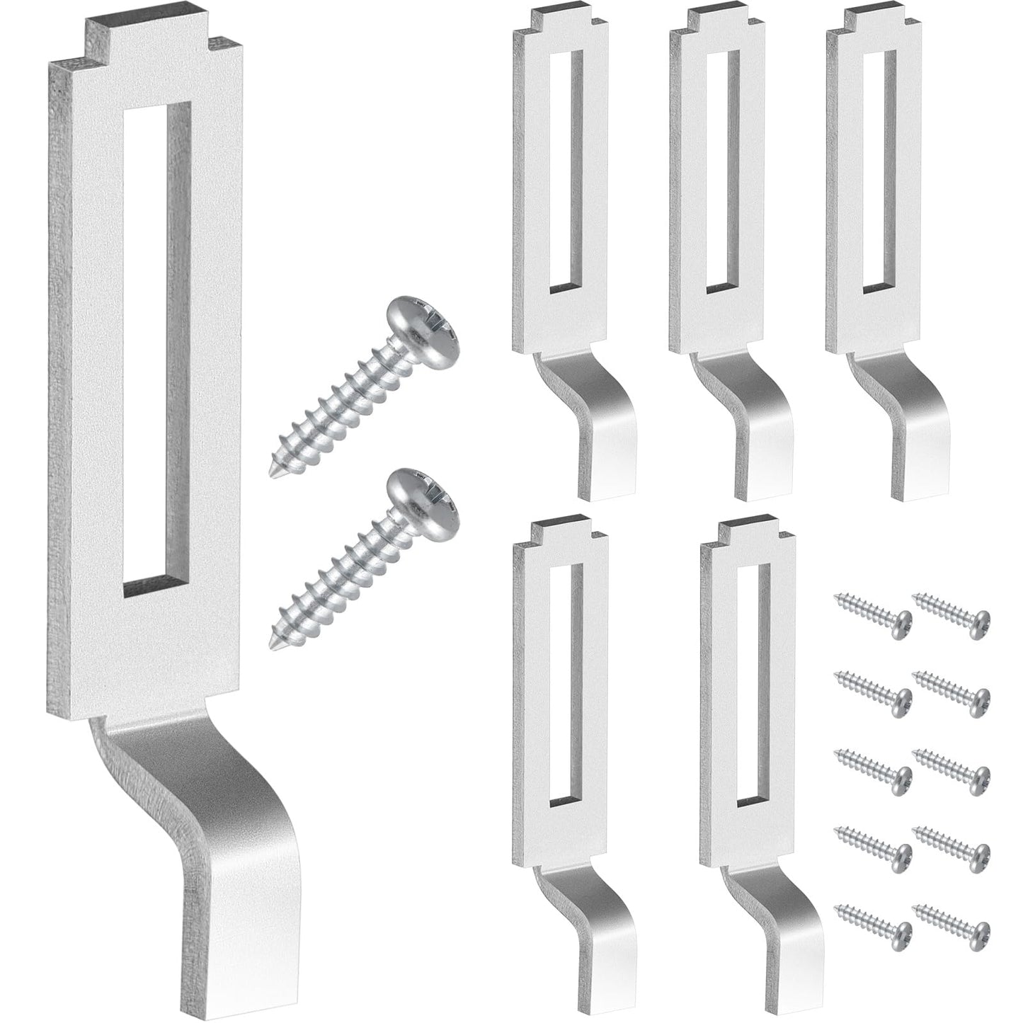Tandefio A 148 Steel, 6 Pcs Sliding Screen Door Latch Strikes Adjustable 1/4" Grip, 13/32" Wide Sliding Door Keeper with Mounting Screws for Patio Window Pet Proof Fit All Kinds of Fixings