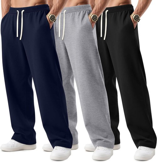 August Alley Men's Big and Tall Sweatpants - Open Bottom Athletic Pants with Pockets | Drawstring Waist