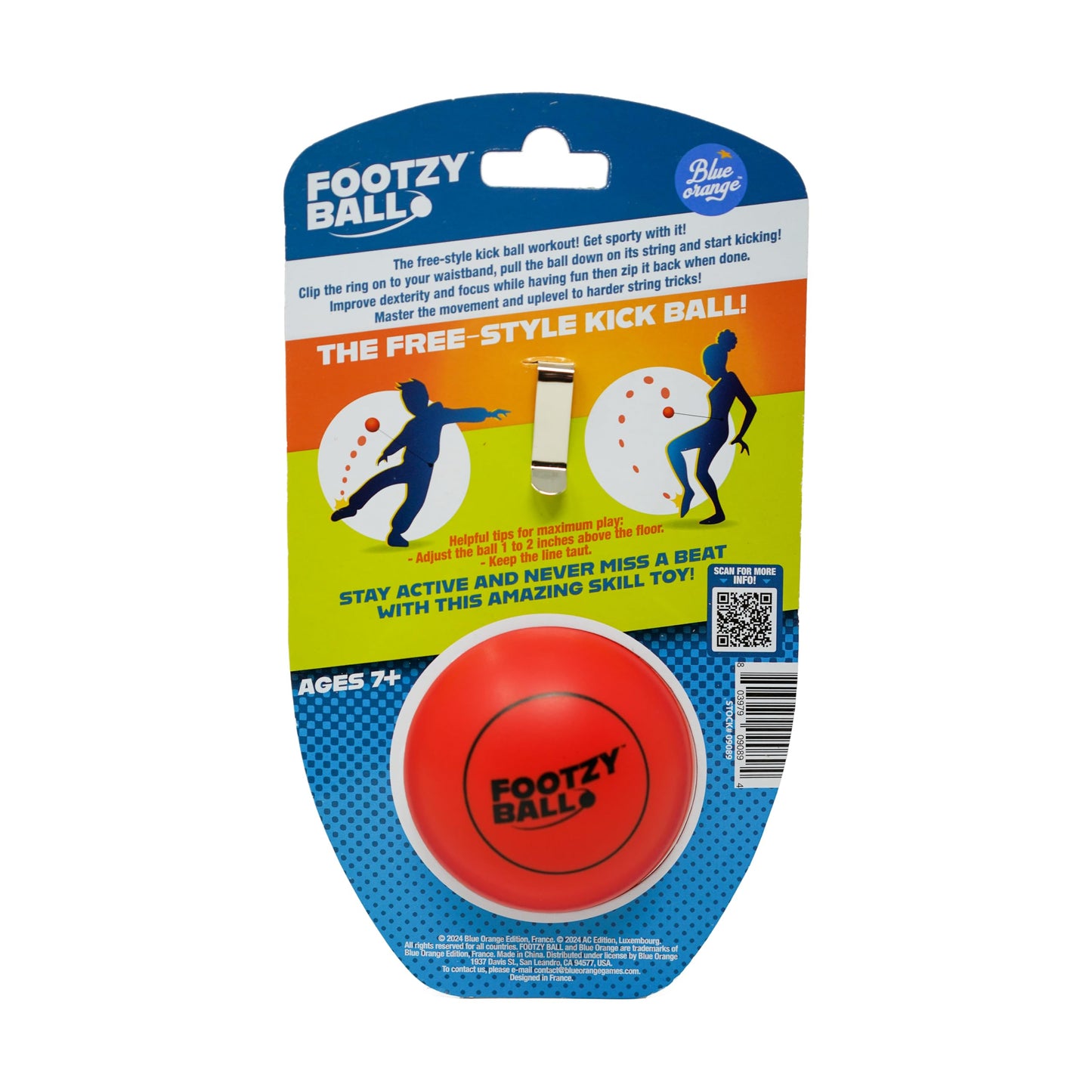 blue orange Soccer Ball Foot Fidget, Sport Toy, Solo Active Play, Special Needs Ball, Stress Ball, Kick Practice Training Workout for Football, Soccer Players, FootzyBall Games