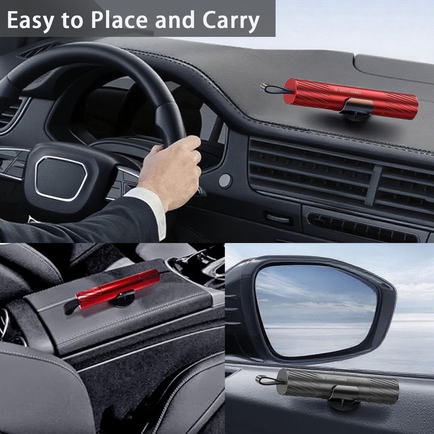 4 Pack 2026 Upgraded Safety Hammer,Safe Hammer Glass Breaker Under Water,Seatbelt Cutter Window Breaker Emergency Escape Tool,Seat Belt Cutter and Glass Breaker for Cars