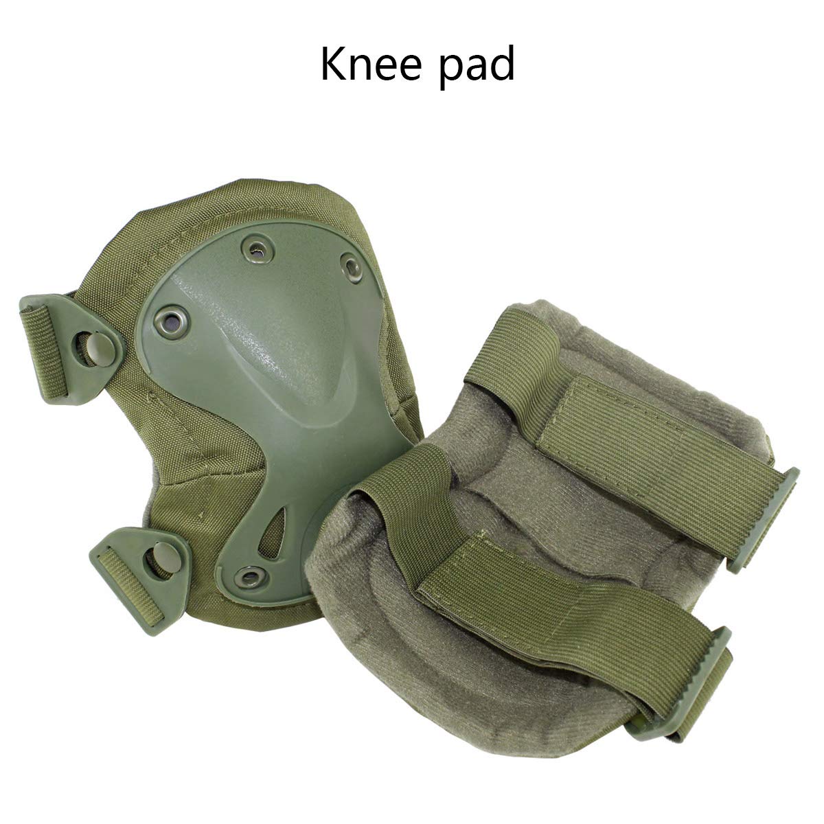 Tactical Combat Knee & Elbow Protective Pads Set for Outdoor CS Paintball Game Cycling Safety Skateboarding Gear Skates Knee Protection Guard Pads (Green)