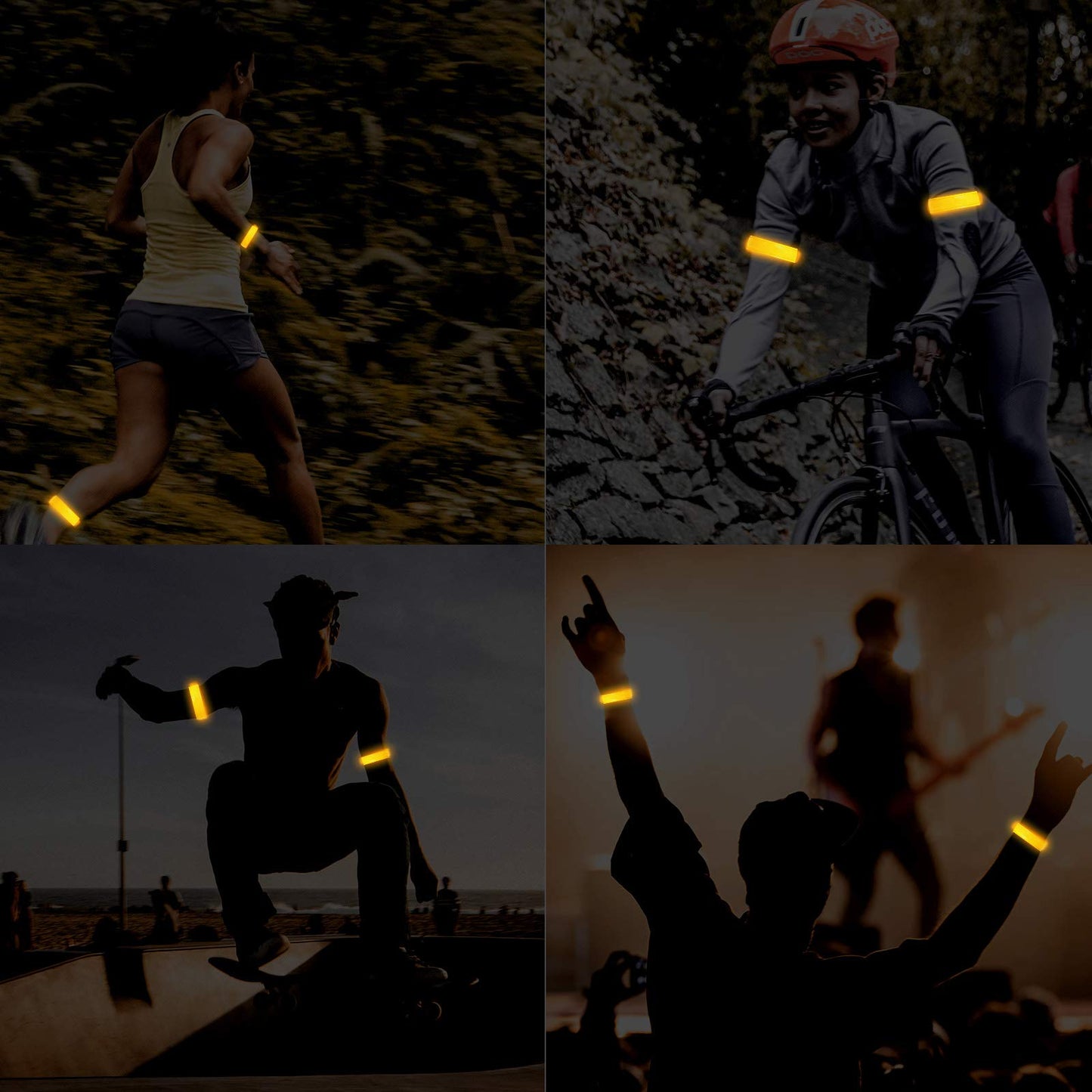OMKHE 2 Pack Rechargeable LED Reflective Armband, High Brightness High Visibility Night Safety Light Band, Wearable Flashing LED Gear for Running, Walking, Biking and Outdoor Activities