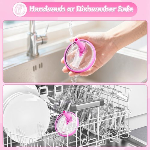 32oz Flip Straw Lid for HydroJug Traveler, Leak Proof Top Cap Replacement for HydroJug Tumbler, BPA-Free Dishwasher Safe Leak Resistant Cap with 4 Straws, Lids Accessories for Hydro Jug, Purplepink*2