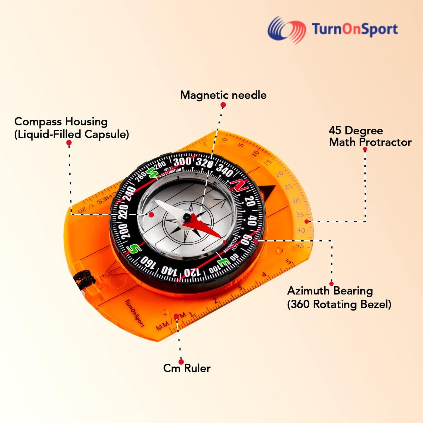 Orienteering Compass - Advanced Scout Compass for Hiking & Camping | Durable Baseplate for Kids