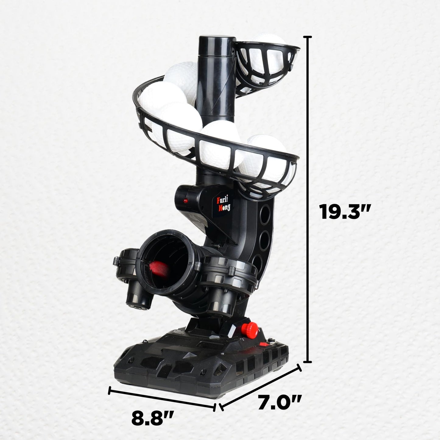 Furlihong Baseball Pitching Machine, 4 Adjustable Angles, 3 Pitch Angles, Power Bank/Battery Powered,for Beginners