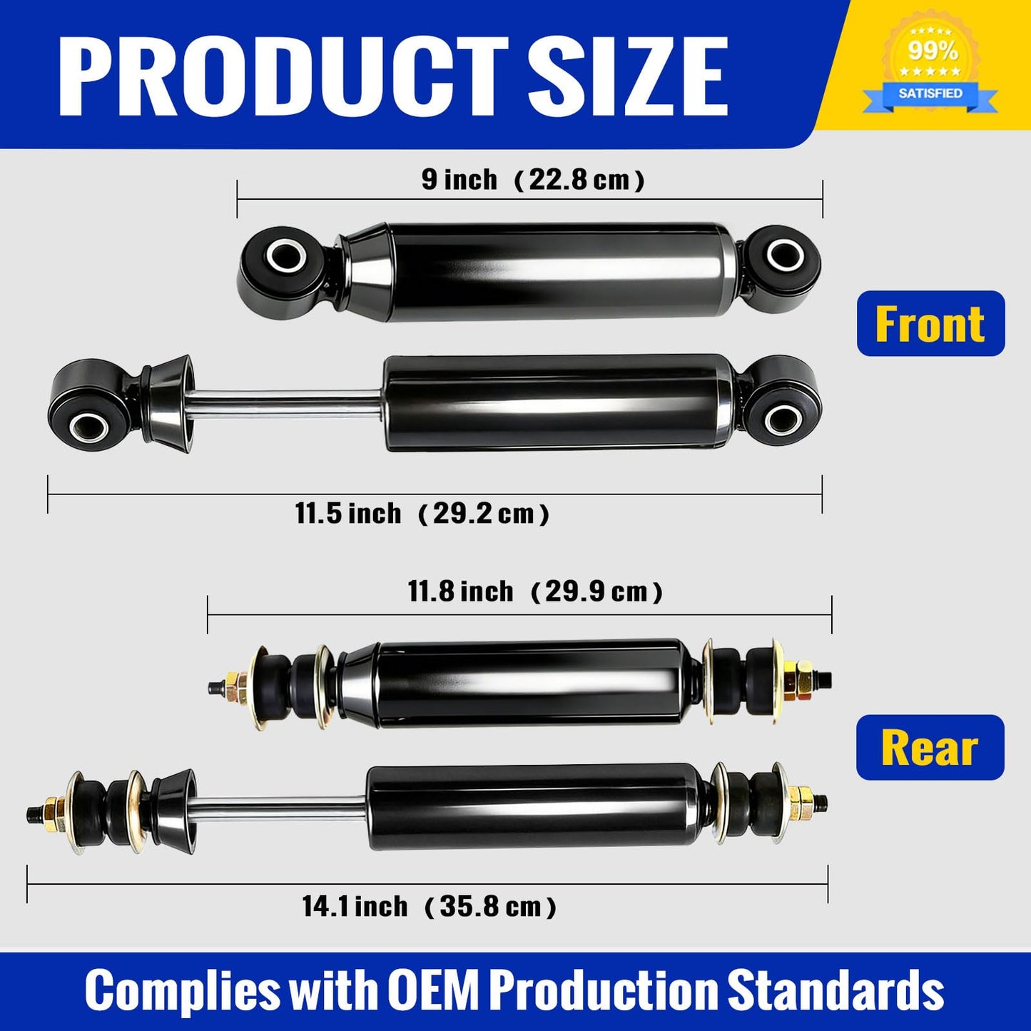 Roykaw Club Car DS Shocks, Precedent Shocks,Golf Cart Front and Rear Shock Absorbers Compatible with Club Car DS G&E 1988-up,Precedent G&E 2004-up,Replace OEM 1014235 1015813 1010991 1012183 1014236