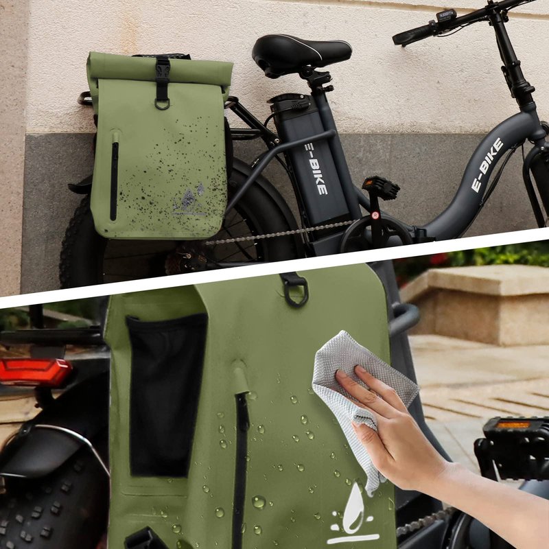 YEEGO DIRECT Bike Panniers, 29L Large Capacity Waterproof bike bags, Bike Rack Bag Bike Saddle Bags For Rear Rack Bicycles Commuter Backpack - Green (1 PCS)
