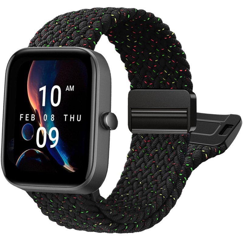 Zeeflufun Braided-Bands Compatible With Amazfit Active 2/Active 3 Premium/Active/GTR mini/GTS 4/4 Mini/3/2/2e/2 Mini,20MM Magnetic Stretchy Strap for Amazfit Bip 3 Pro/3/Lite/S Lite/U/U Pro Women Men