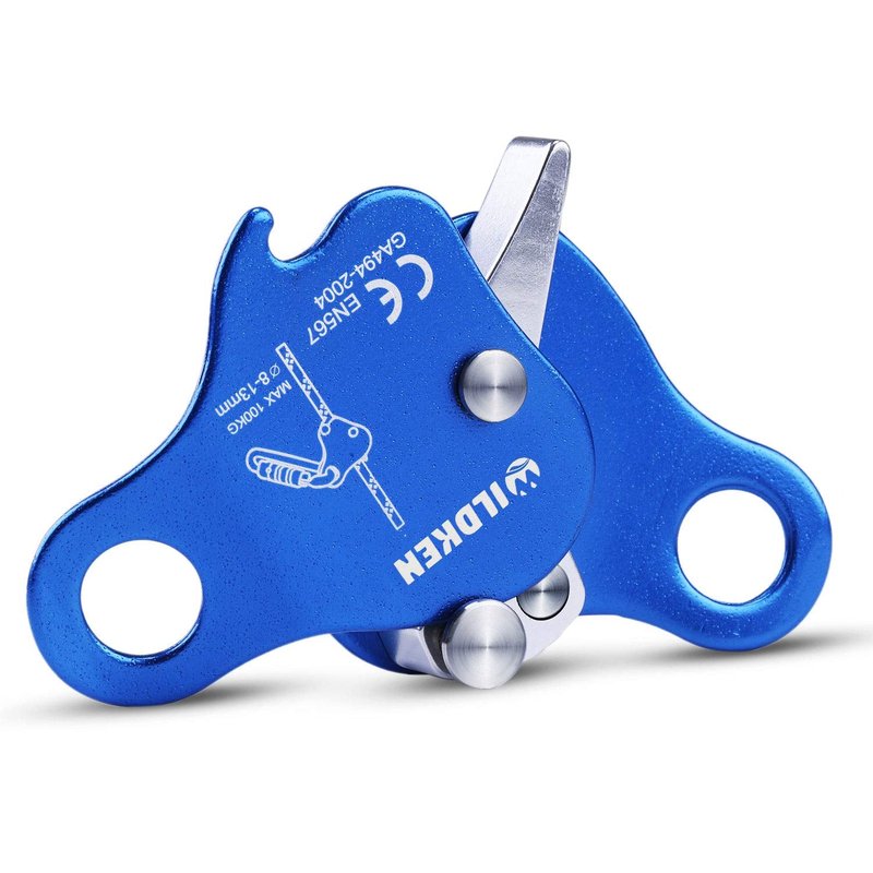 WILDKEN Climbing Ascender Fall Protection Belay Device Climbing Rope Grab for Rock Climbing Mountaineering Tree Arborist Expedition Caving Rescue Aerial Work (Blue)