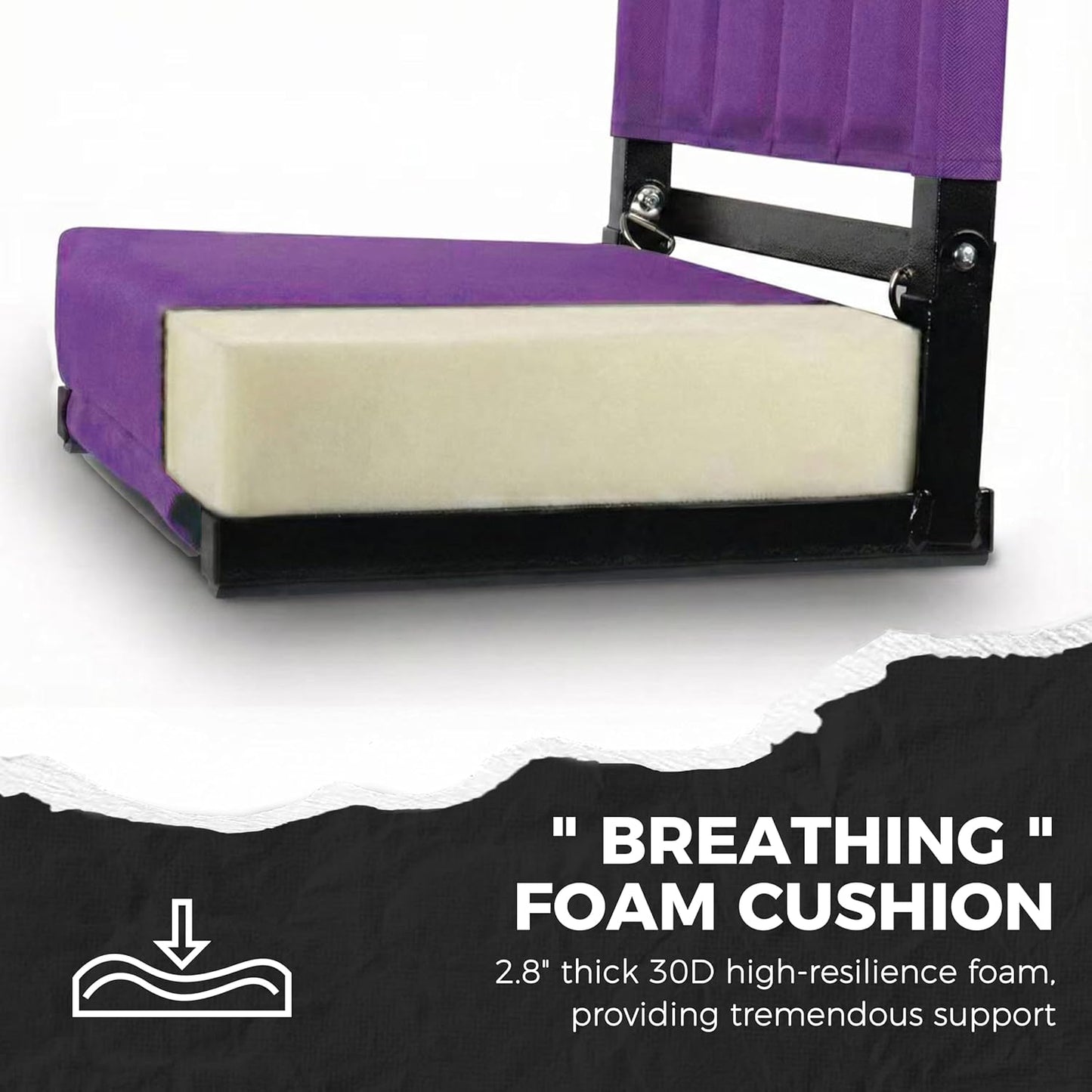 Sport Beats Stadium Seats - Comfortable Bleacher Chairs with Back Support & Cushion | Dark Purple, 1pc Regular - 17" W x 12" D x 16.5" H