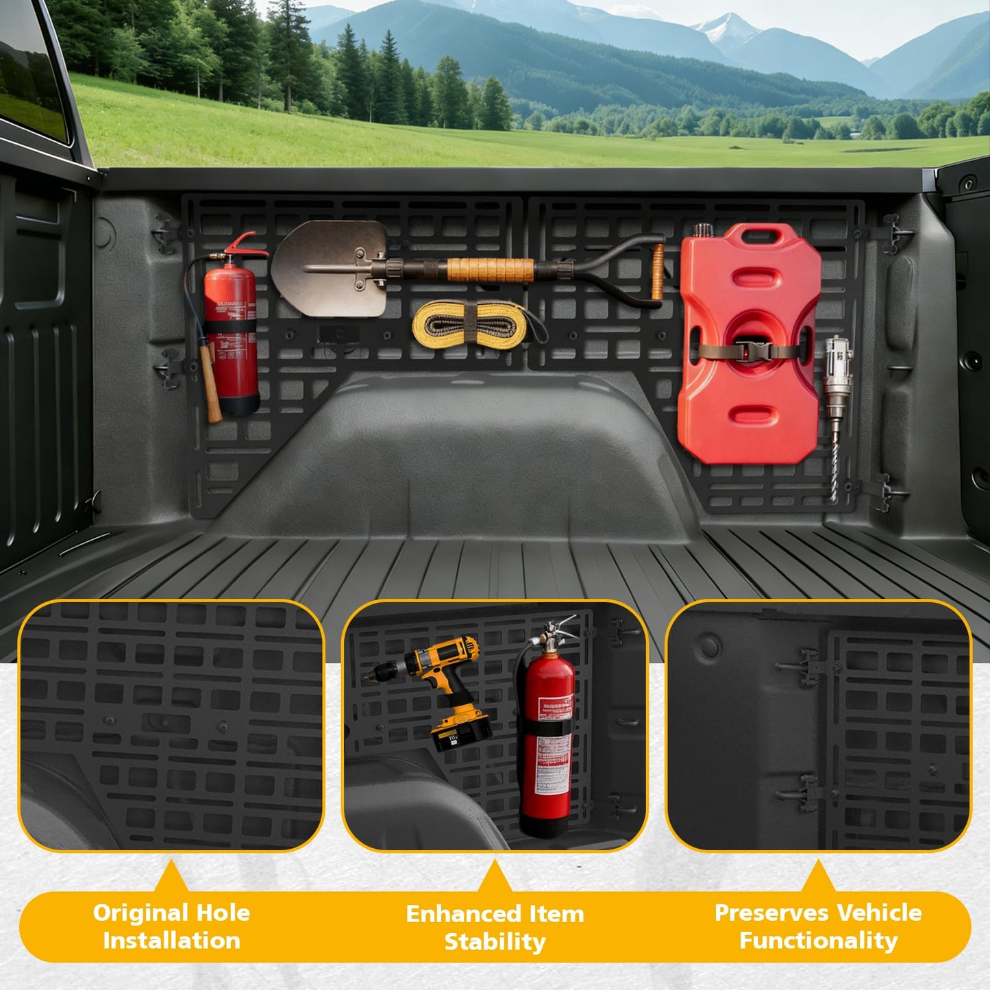 MusixiA Side Bed Molle Panel Compatible with 2019-2025 Chevy Silverado/GMC Sierra 5.8FT Truck Panel System Fit for 19-25 Chevy Silverado Accessories