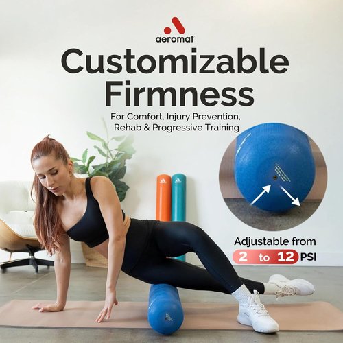 Ensign Blue Adjustable Air Roller - 2 to 12 PSI Firmness for Fitness, Yoga & Rehab - Ideal for Muscle Recovery & Home Gym
