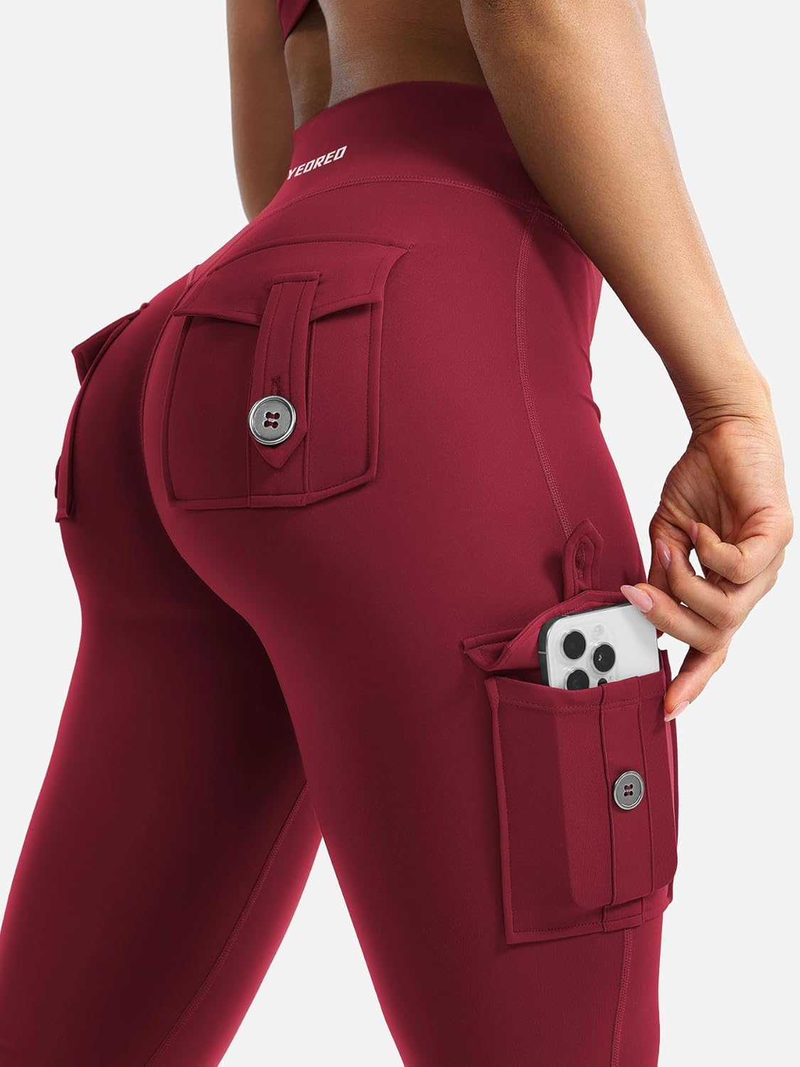 YEOREO CoreFlex Women's High-Waisted Flare Leggings - Hidden Pockets & No Front Seam | Gym & Yoga Essential
