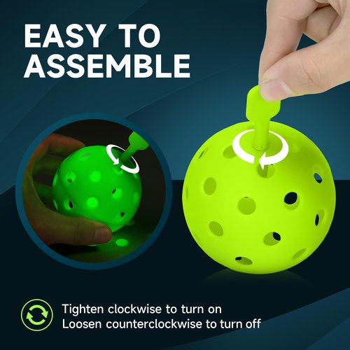 AboveGenius Glow in The Dark Pickleball,6 Pack Outdoor Pickleballs, LED Light Up High Visibility and Long-Lasting for Nighttime Play,Pickleball Gift