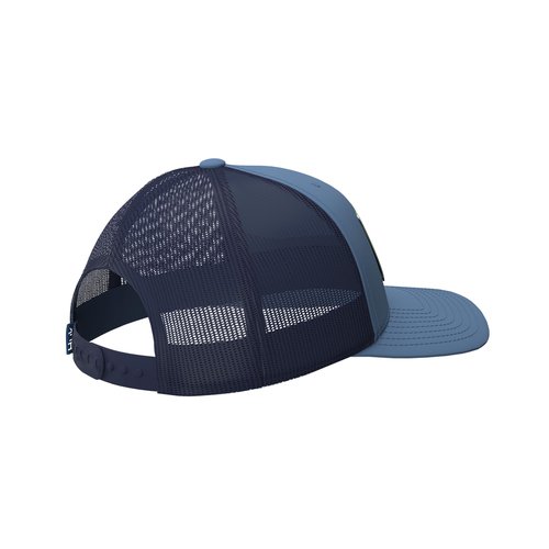 HUK Womens Trucker Hat, Ladies Anti-Glare Snapback Fishing Hat, Bold Patch - Quiet Harbor, One Size