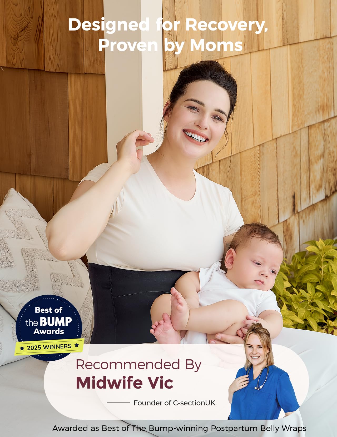 Momcozy Ergowrap Abdominal Binder Postpartum, Post Surgery Belly Binder with 3D Lifting & Back Support, 9" Tummy Tuck Compression Garment