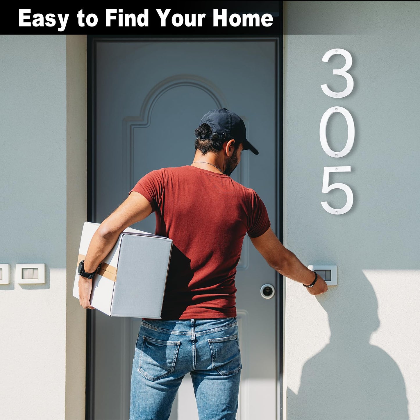 IVERRA 8 Inch Large Floating House Numbers, White Modern House Number for Outside, Home Address Numbers for Outdoor Garage Gate Wall Street (0)