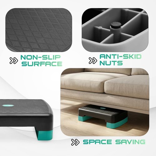 Yes4All Aerobic Exercise Step Platform with Adjustable Risers for Home Gym Fitness Workout