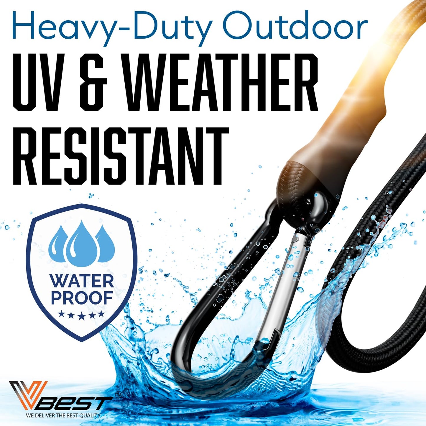 VBEST 6 Piece Bungee Cords with Hooks 36 Inch - 3ft Srong Heavy Duty Outdoor Black Bungee Cords with Carabiner Clips