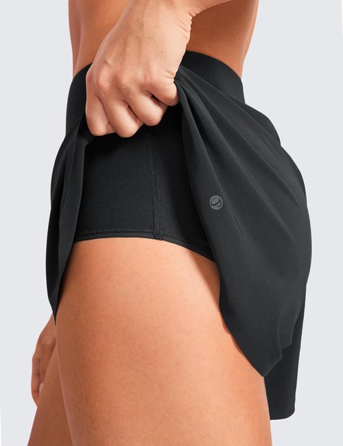 CRZ YOGA Mid Waisted Running Shorts for Women - Comfy Mesh Liner, Quick Dry, 4" Length