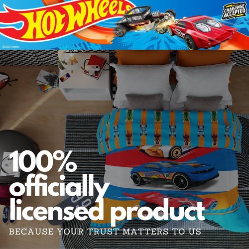 Franco Kids Bedding - Super Soft Microfiber Reversible Comforter | Twin/Full Size, Hot Wheels Design