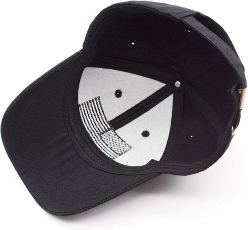 Black American Flag Low Profile Snapback Dad Hat - Adjustable Embroidered US Flag Baseball Cap for Men or Women