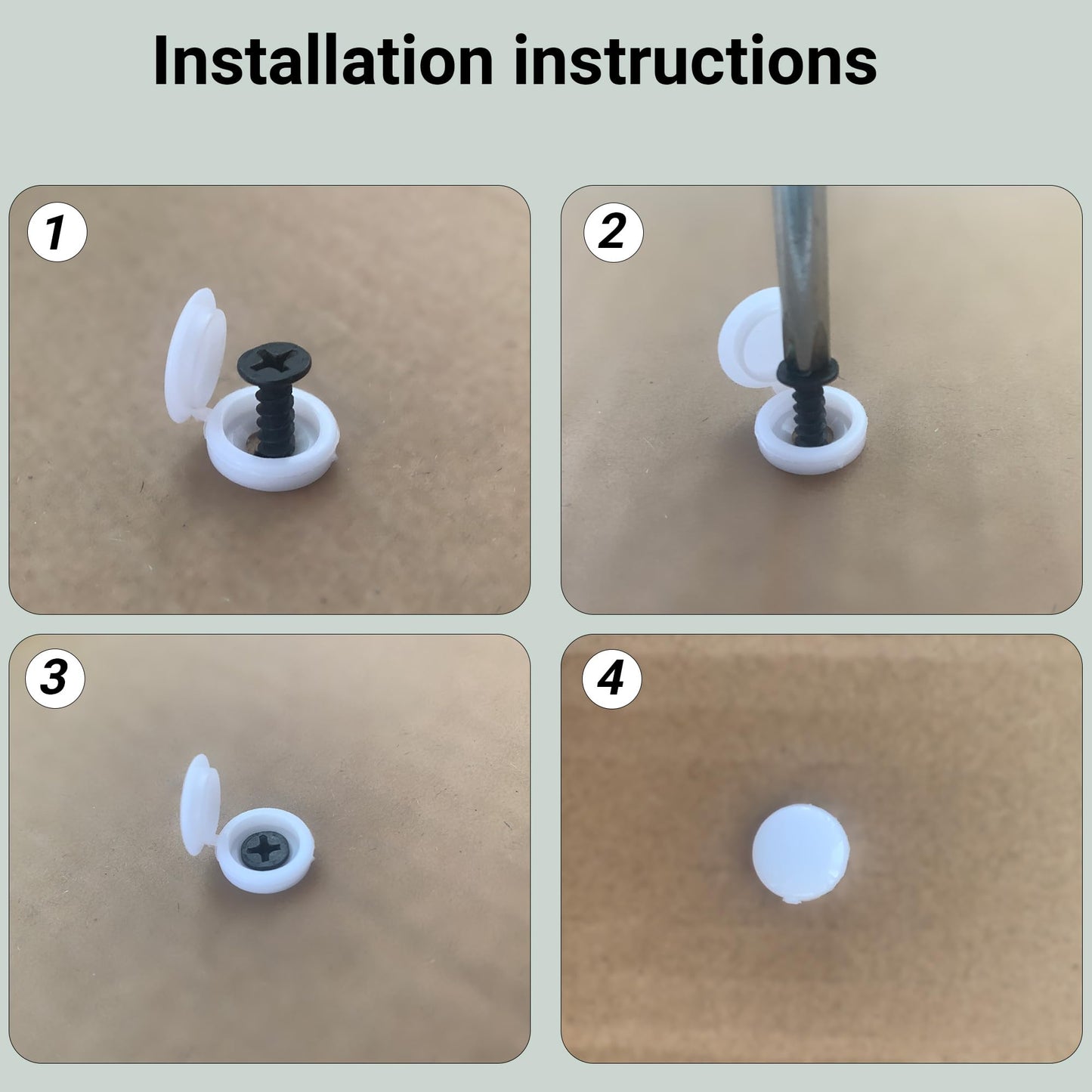 Duricient 150 Pcs 3 Sizes Screw Cover Caps, Smooth Plastic Caps for Covering Screw Nail Hole, 3 Sizes (Hole Diameter 4mm, 5mm, 6mm)(White)