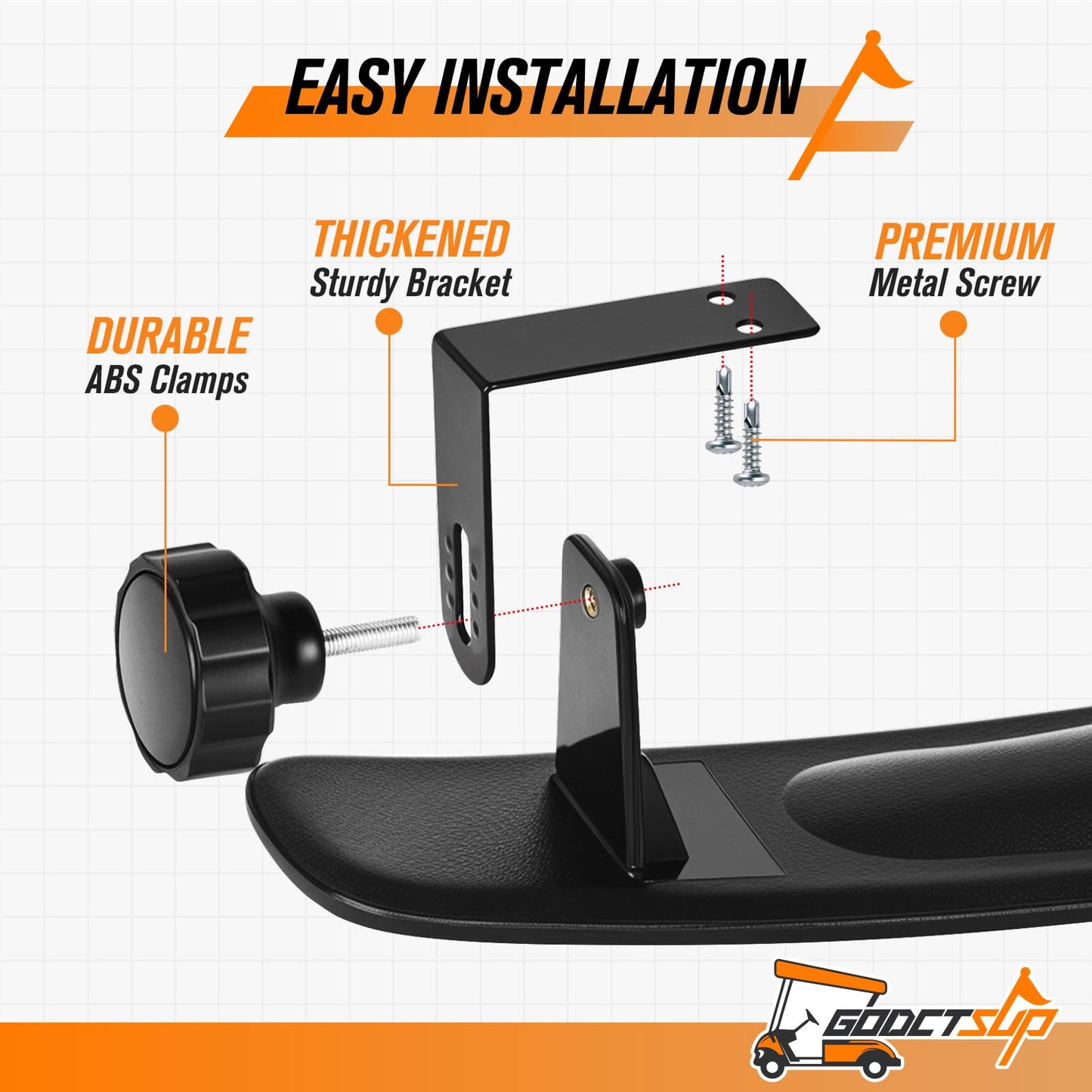 GODCTSUP Golf Cart Rear View Mirror, Universal Panoramic Golf Cart Mirror for Club Car EZGO YAMAHA and Others Carts, Clear View with 270° Adjustable Full Rearview