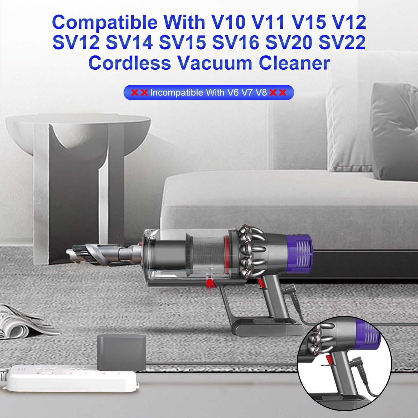 30.45V Vacuum Charger Compatible with Dyson V10 V11 V15 V12 SV12 SV14 SV15 SV16 SV20 SV22 Cyclone Animal Motorhead Absolute Trigger Cordless Vacuum Cleaner 217160-02 969350-02 969042-01 Power Cord