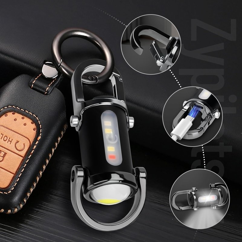 Zypilatsry 1200LM Super Bright Mini Led Flashlights USB Rechargeable Small Waterproof Keychain Flashlight Rescue, Camping-Black
