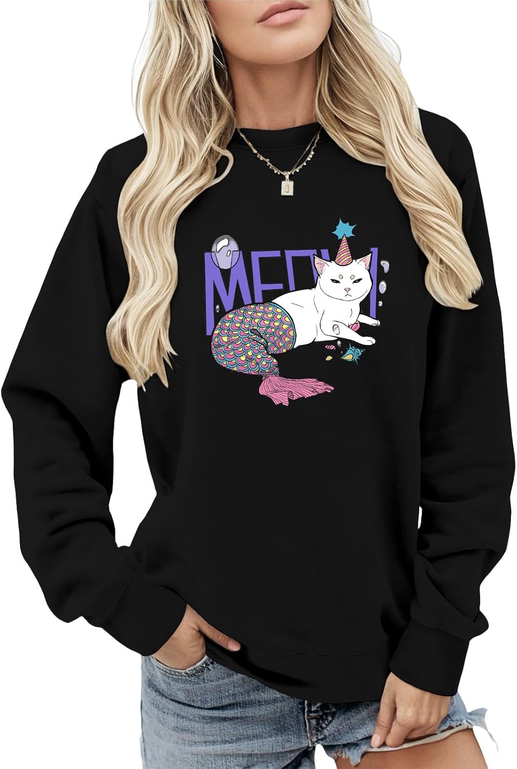 Skiennix Women's Boho Western Skull Sweatshirt - Black Cotton Blend Pullover, Loose Fit, Long Sleeve